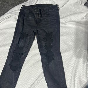 American eagle black ripped jeans